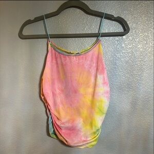 Women’s pink purple green yellow blue tie dye soft tank top shirt size small
